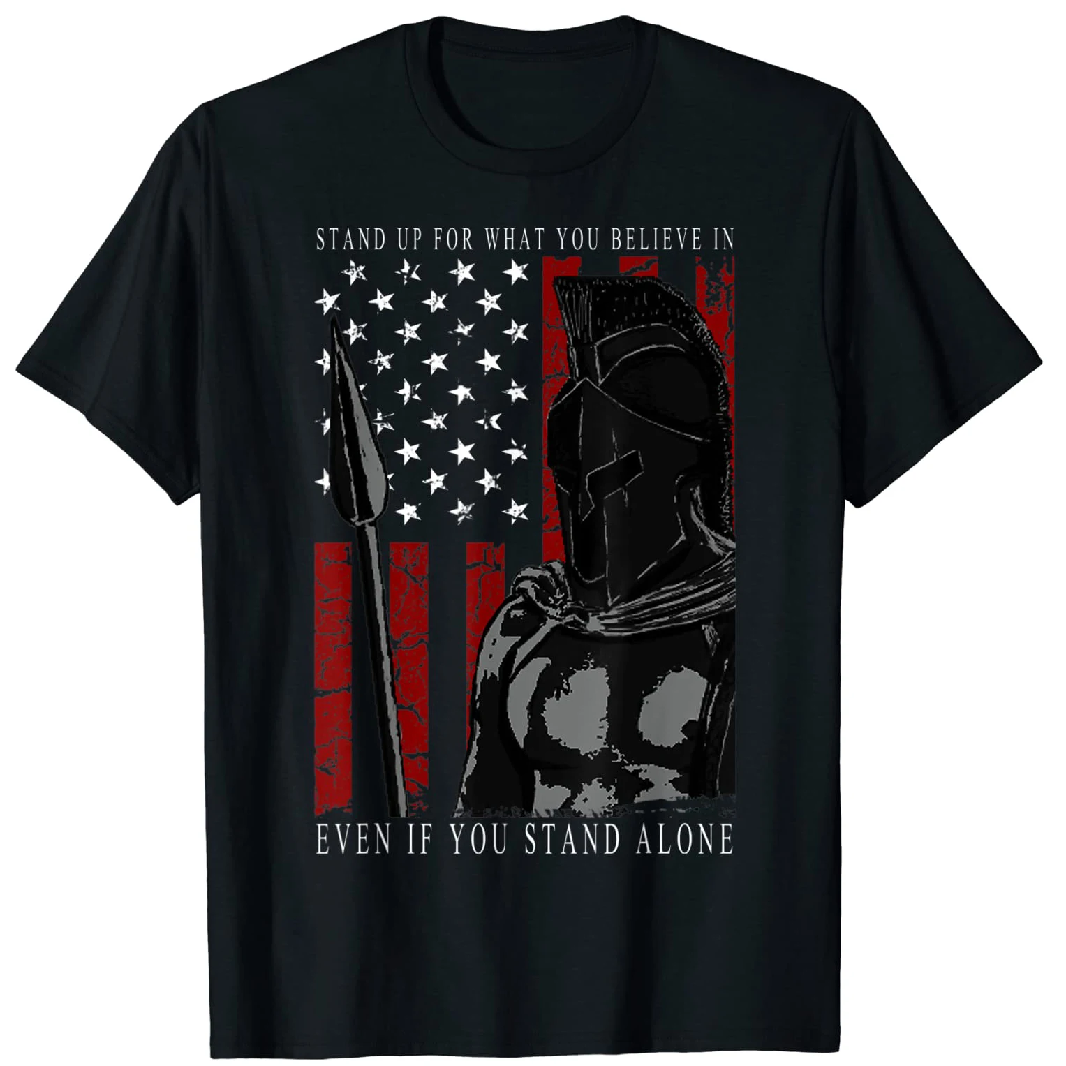 

Spartan Warrior American Flag T Shirt. New 100% Cotton Short Sleeve O-Neck Casual Mens T-shirts Loose Top Size S-3XL