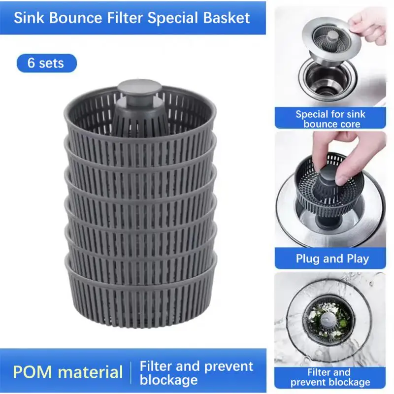 

Spring Core Leakage Plug Ant-corrosion Pom Basket 304 Stainless Steel New Press Type Bouncing Core Design Sink Filters Durable
