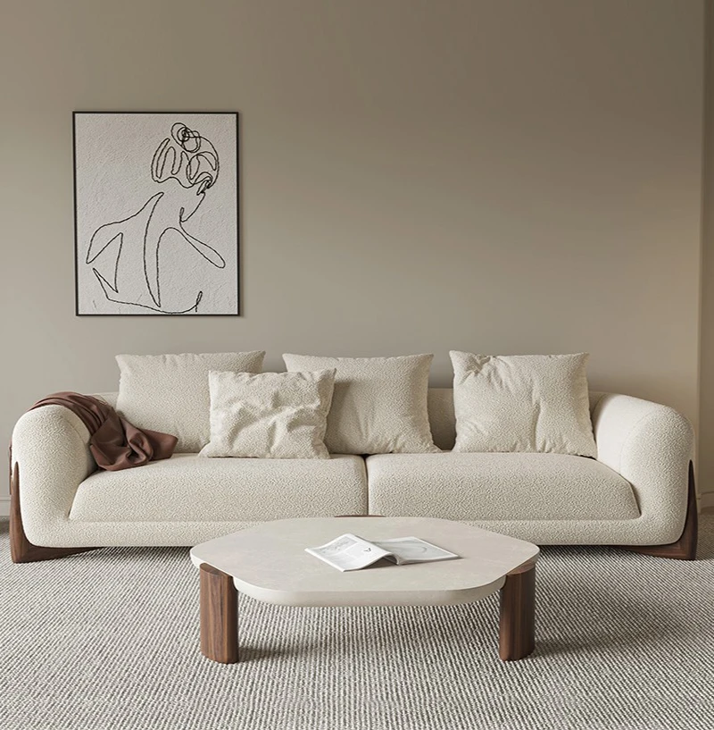 

Fabric sofa Nordic simple small-sized living room technology cloth log Japanese style silent wind designer sofa