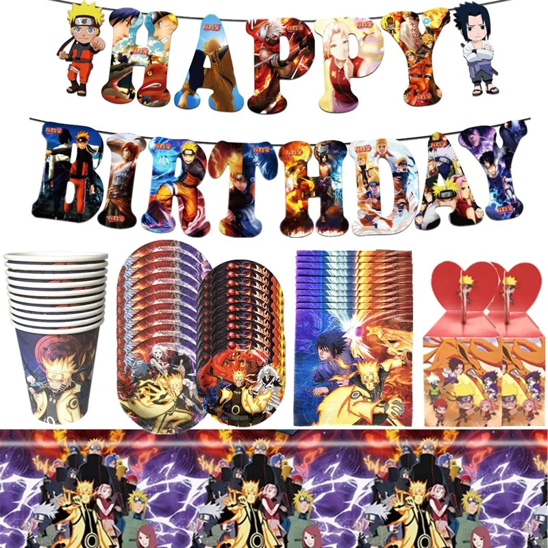 

Anime Uzumaki Ninja Kakashi Cartoon Tableware Party Supplies Kid Birthday Paper Cup Plate Napkin Tablecloth DIY Party Decoration