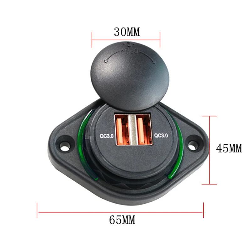 quick charge qc 3 0 dual usb charger socket with sliding cap 12v24v 36w fast charger power outlet for car boat bus rv boat free global shipping