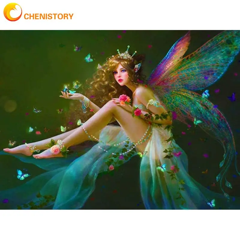 

CHENISTORY Full Diamond Painting Frame Fairy Girl Diamond Embroidery Gift Paint Kit Home Decors Artwork Fantsy Figure Elk