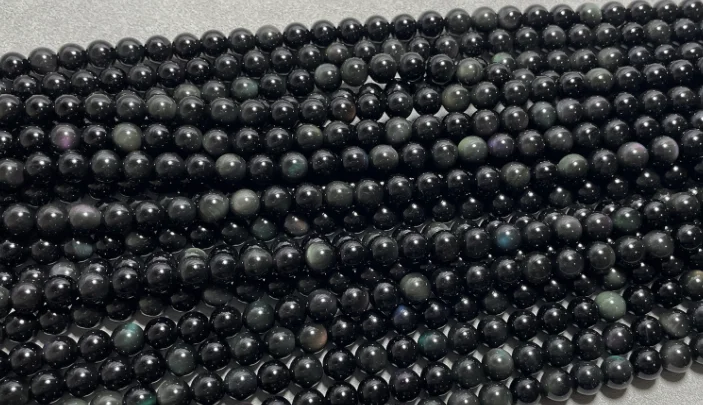 

Оптовая продажа, натуральный черный обсидиан ААА 6 мм, два цвета, Гладкий Круглый свободный бисер 15 дюймов для изготовления ювелирных изделий своими руками, бесплатная доставка, нитка