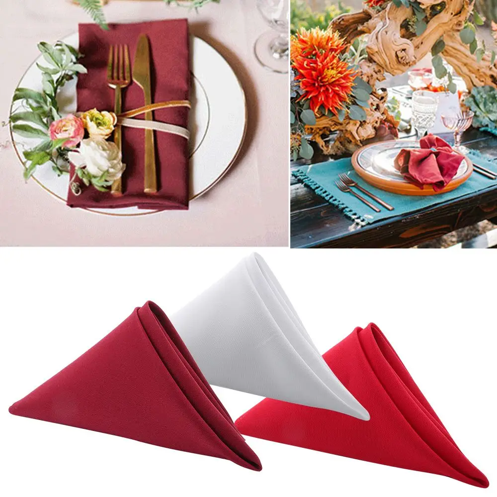 

Hotel Table Linen Washable Soft Wedding Table Cloth Cloth Napkins Solid Red Dinner Napkins