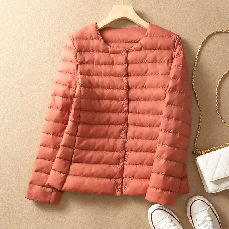 Lightweight Down Jacket Women's 2023 Autumn Winter High-Quality 90% Down Coat with V-Neck Lining for Women Perfect for Winter