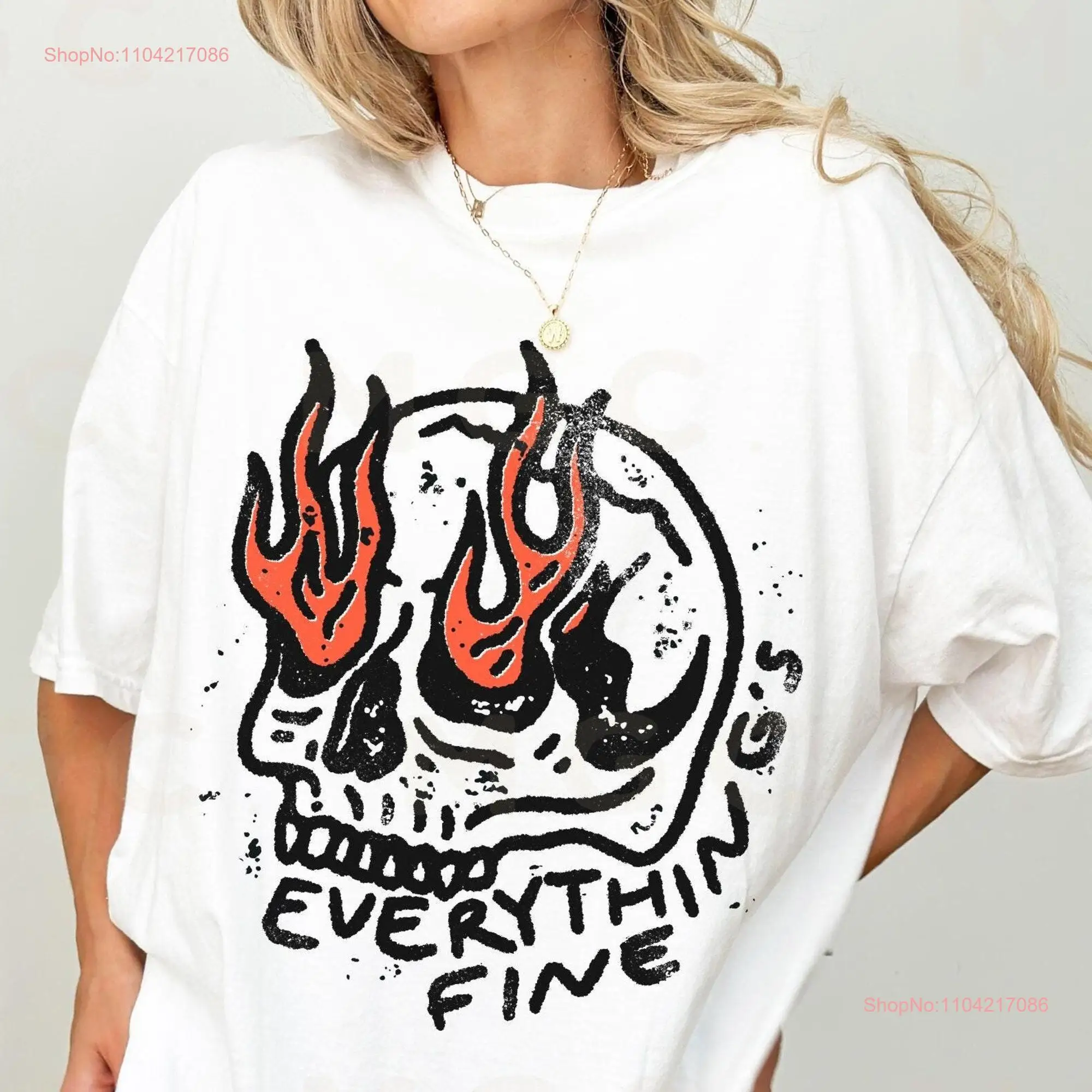 Футболка Comfort Colors Everything s Fine Burning Skull модная потертая альтернативная футболка