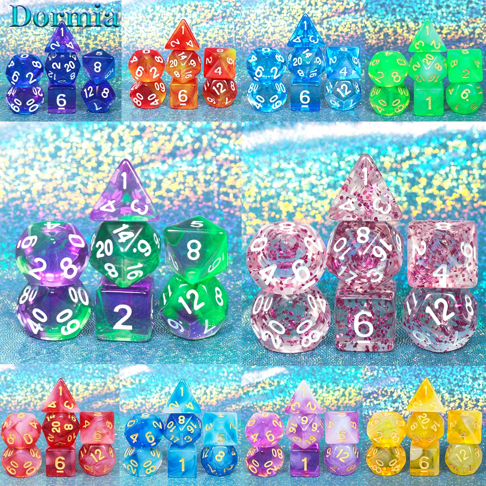 

7 шт./набор, многогранные игральные кости D4 D6 D8 D10 D % D12 D20