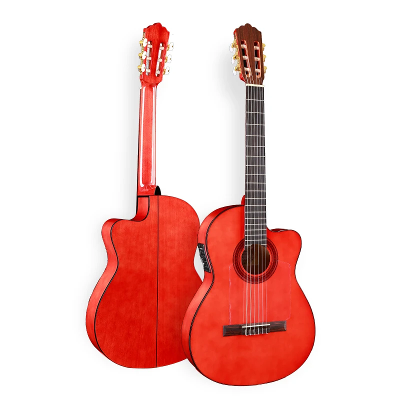 

Профессиональная электрическая акустическая гитара фламенко 39 дюймов с корпусом из ель/агада + Струны, Классическая гитара с звукоснимателем, 650 мм