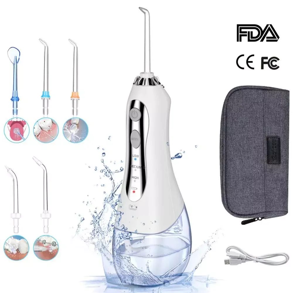 

Oral Irrigator 300ml Portable Dental Water Flosser Jet USB Rechargeable Water Floss Waterproof Irrigator Dental Teeth Cleaner