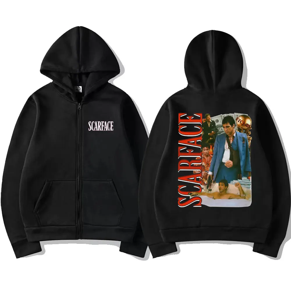 Мужская винтажная толстовка на молнии в стиле хип-хоп