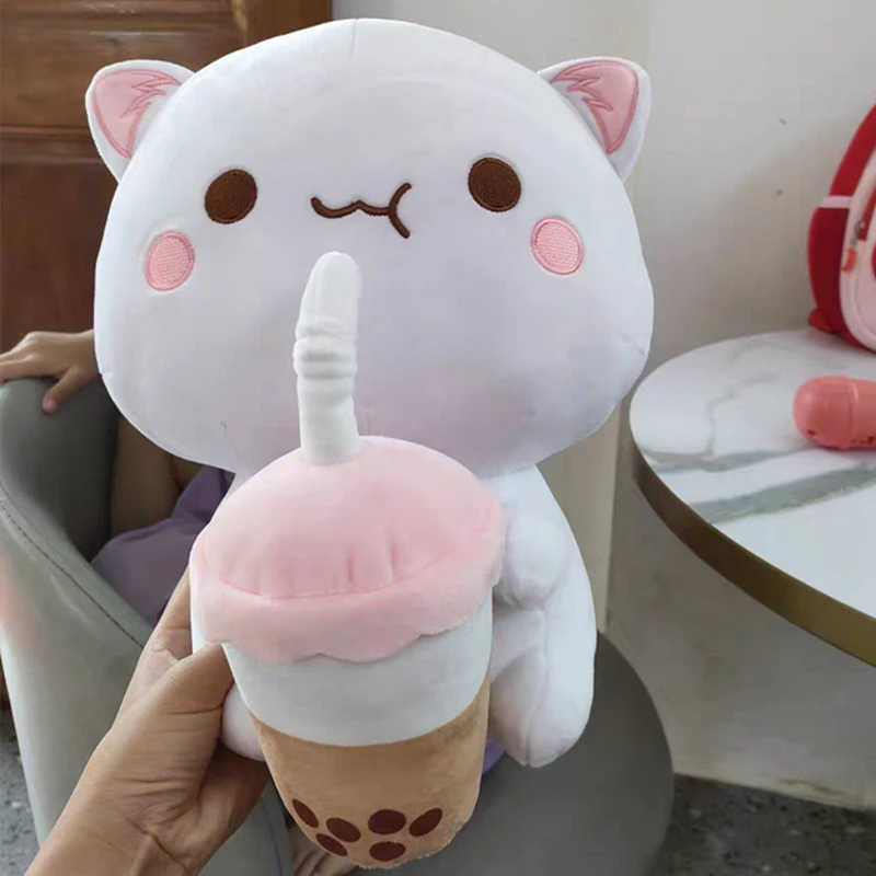 

30 см медовый персик кошка питьевой молочный чай плюшевая кукла подлинное выражение пакет охватывающий мягкий милый Кот кукла девушка лучший друг подарок