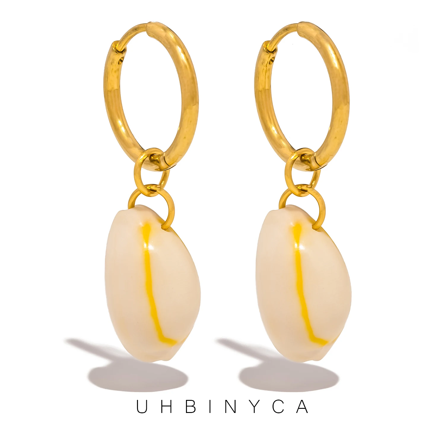 Серьги-кольца женские из нержавеющей стали в виде ракушек