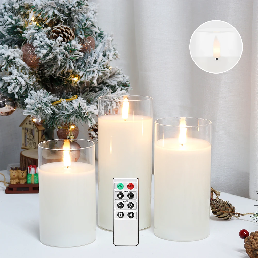 

3Pcs Flameless LED Candles Battery Powered Led Tea Lights Warm White Flameless Candle Flickering Simulation Candle Light