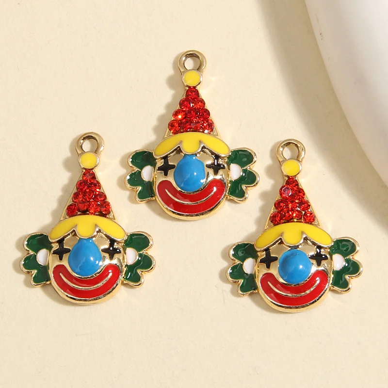 10 шт., эмалевые Подвески в виде клоуна, 22,5x17 мм