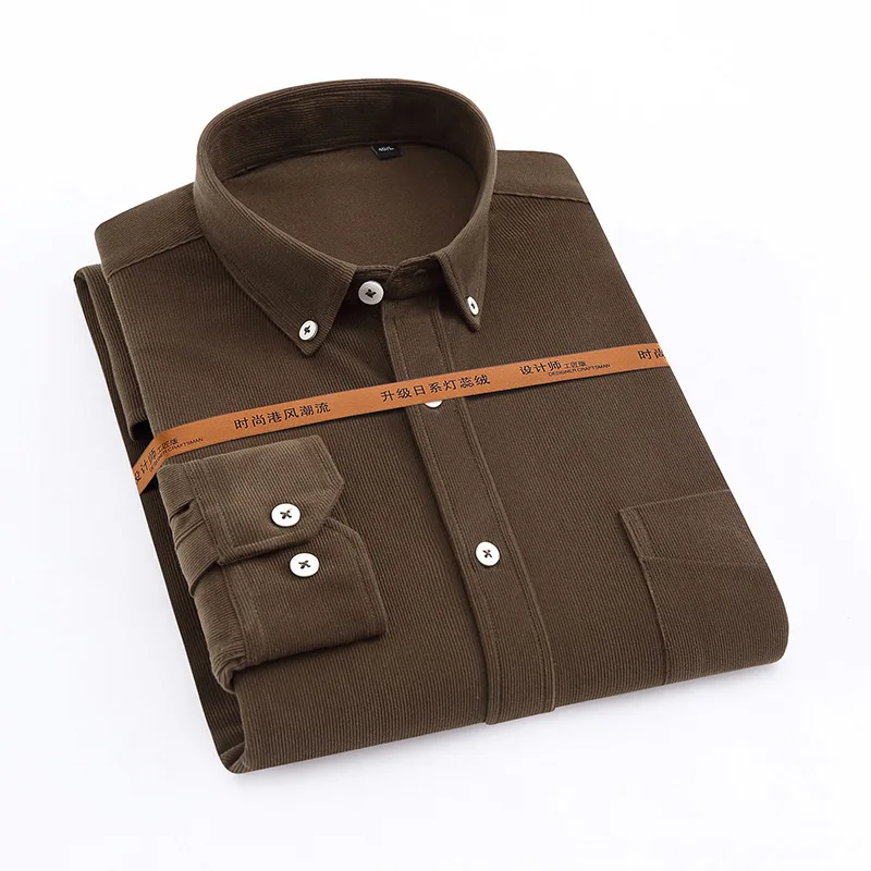 Korean Autumn and Winter Men's Corduroy Shirt Upgrade Thickened Casual Shirt Men's Retro Style Loose Long Sleeve Shirt