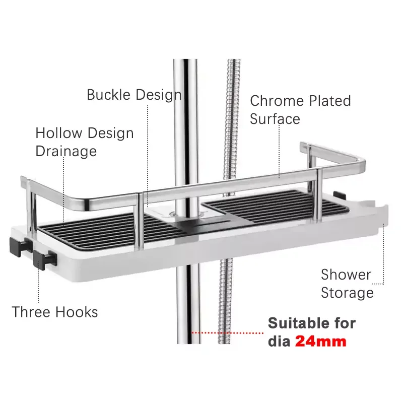 

2022Bathroom Accessories Shower Storage Holder Rack Organizer Punch-free Bathroom Shelf Shampoo Tray Stand Lifting Showerhead Ho