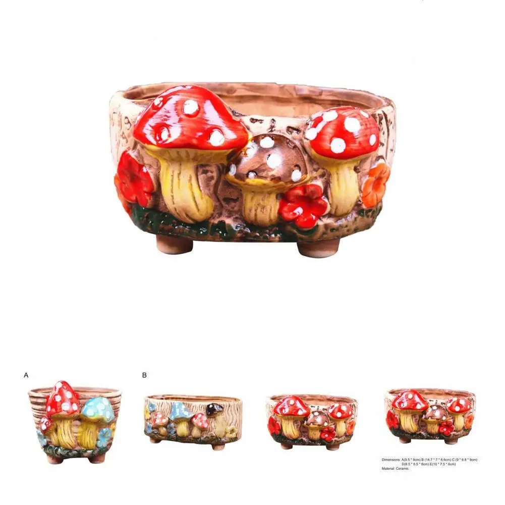 

Pretty Flower Pot Ornamental Long Lasting Clear Carved Mushroom Bonsai Flower Pot Plant Holder Planter