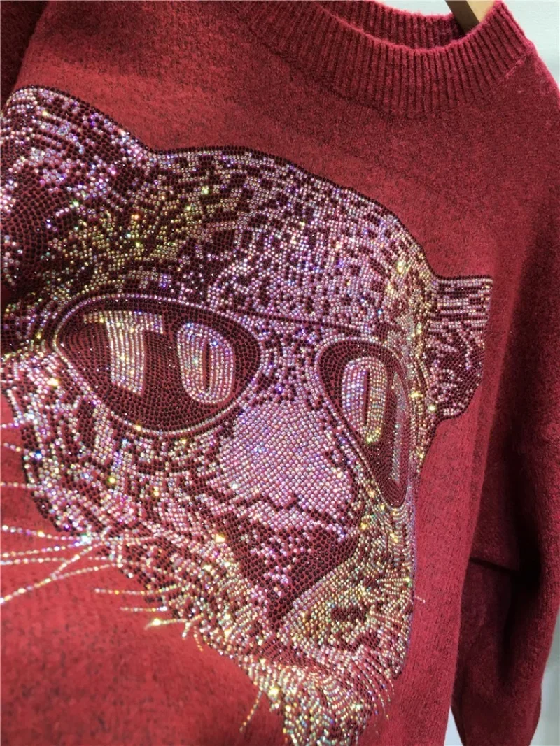 Тяжелая промышленность бриллиантовый свитер женский мультяшный тигровый голова