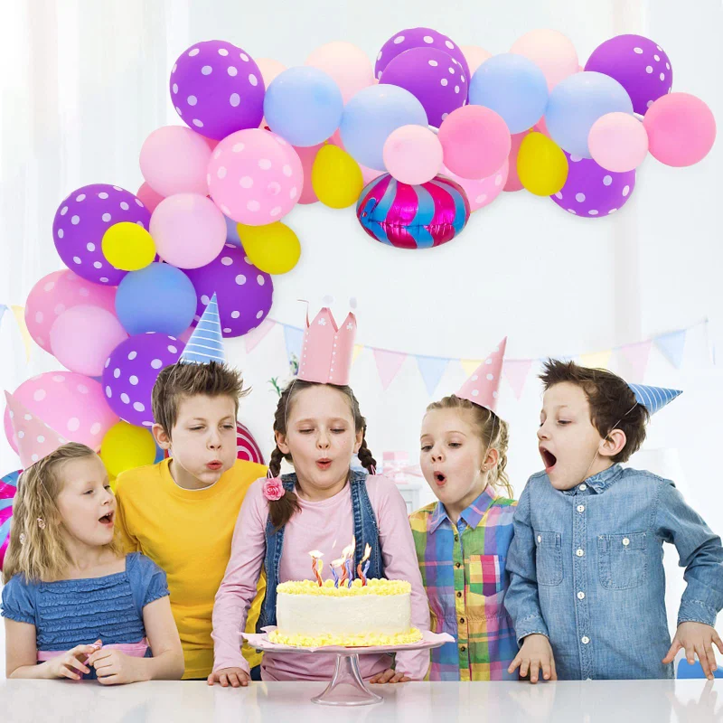 

Dream Rainbow Lollipop Balloon Arch Chain Birthday Party Balloon Garland Foil Lollipop Wave Point Balloons Baby Shower Supplies