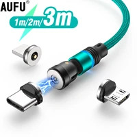 aufu magnetic charging cable magnet charger micro usb type c cord usb cable for iphone11 pro xs max xiaomi 540 degrees rotate