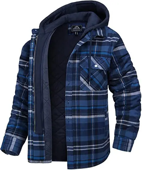 In 2022, Men's Autumn/Winter Thickened Cotton-padded Plaid Long-sleeved Hooded Jacket Winter Jacket Men  Coats Men