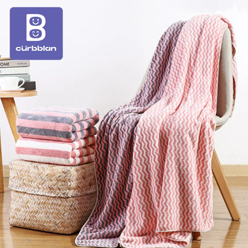

Curbblan Microfiber Striped Wave Bath Towel Soft Skin-Friendly Quick Dry Super Water Absorption Home Towels Blanket In Stock