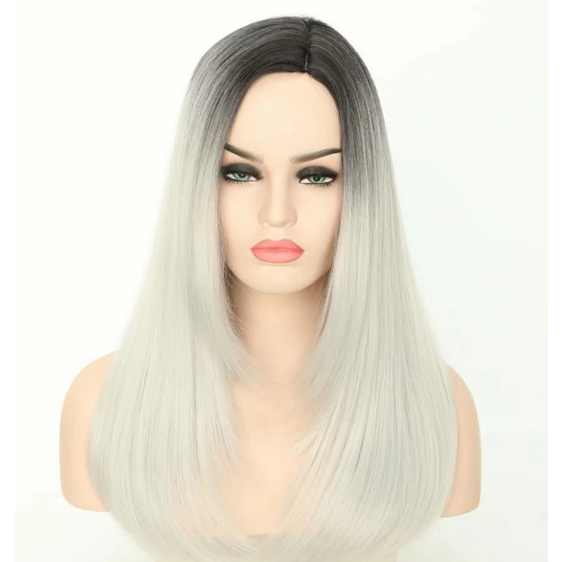 

Парик LNAYI для женщин 20 дюймов, Синтетические длинные прямые волосы с эффектом омбре, из термостойкого волокна, для косплея, Лолиты, повседневного использования Вечерние