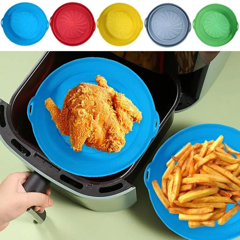 

Silicone Air Fryer Liners Oven Baking Tray Pizza Fried Chicken Air Fryer Tray Reusable Pot Silicone Easy To Clean Oven Baking