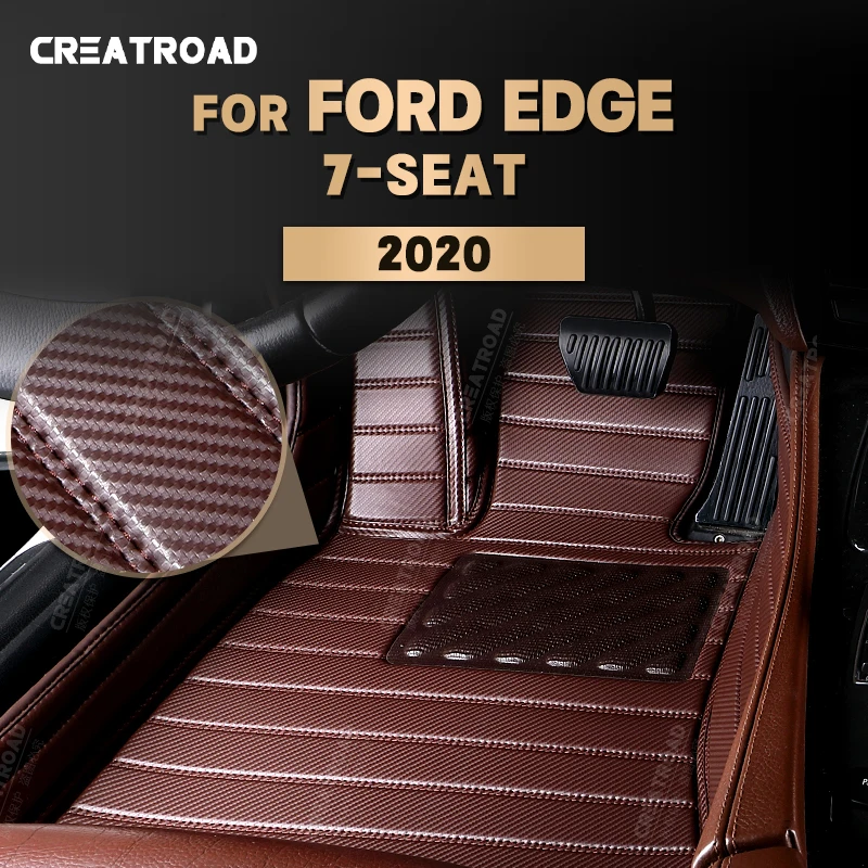 

Напольные коврики из углеродного волокна на заказ для Ford Edge, 7-местный коврик 2020 футов, покрывало, автомобильные аксессуары для интерьера
