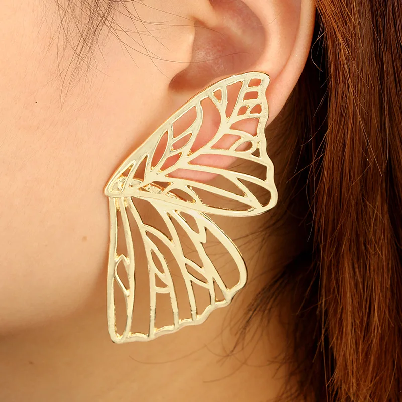 

2022 Trendy Butterfly Earring For Women Large Hollow Out Shape Gold Color