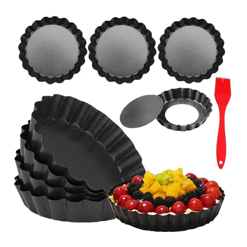 

8 Pack Mini Tart Pan, Non-Stick 4 Inch Quiche Pan, Removable Bottom Tart Pan,For Pies,Quiche,Cheese Cakes,Desserts