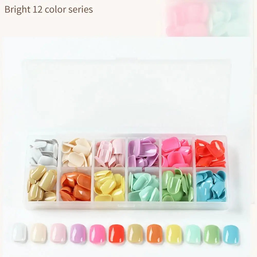 

12 цветов/коробка, съемные простые накладные ногти, «сделай сам», Короткие квадратные однотонные французские накладные ногти