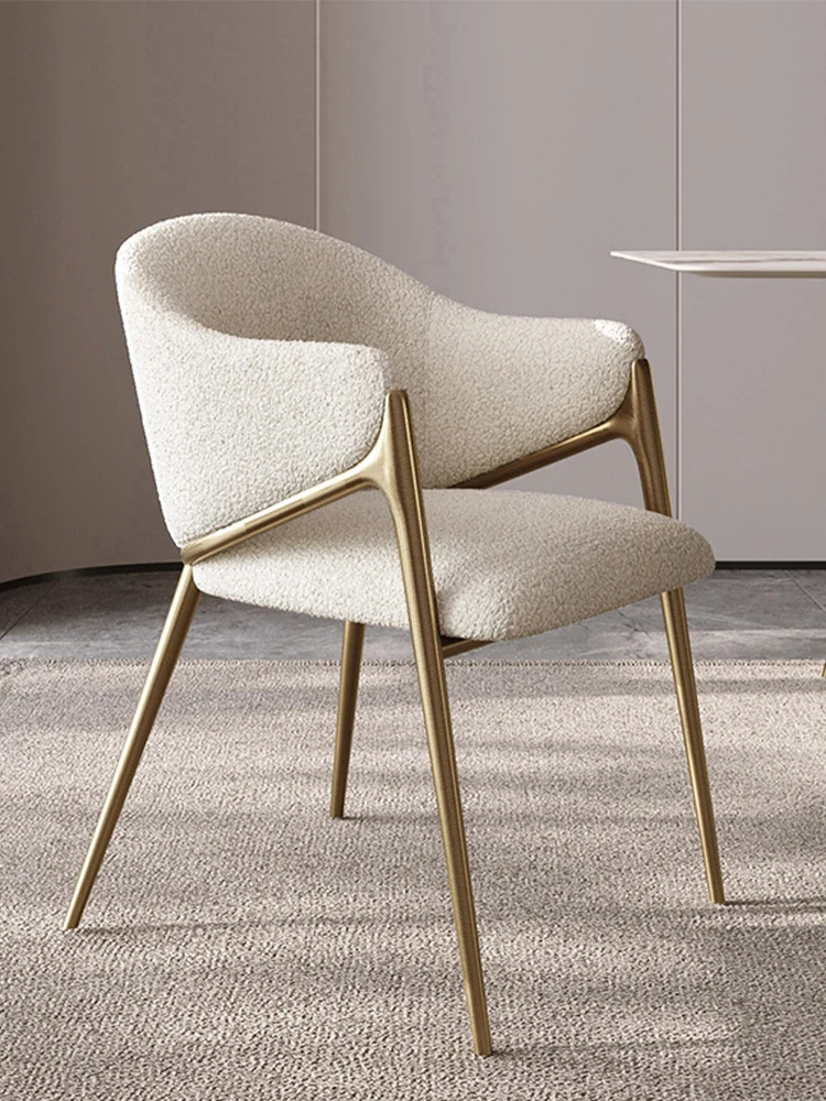 

Italian-Style Light Luxury Dining Chair Home Modern Simple Cashmere Lamb Chair