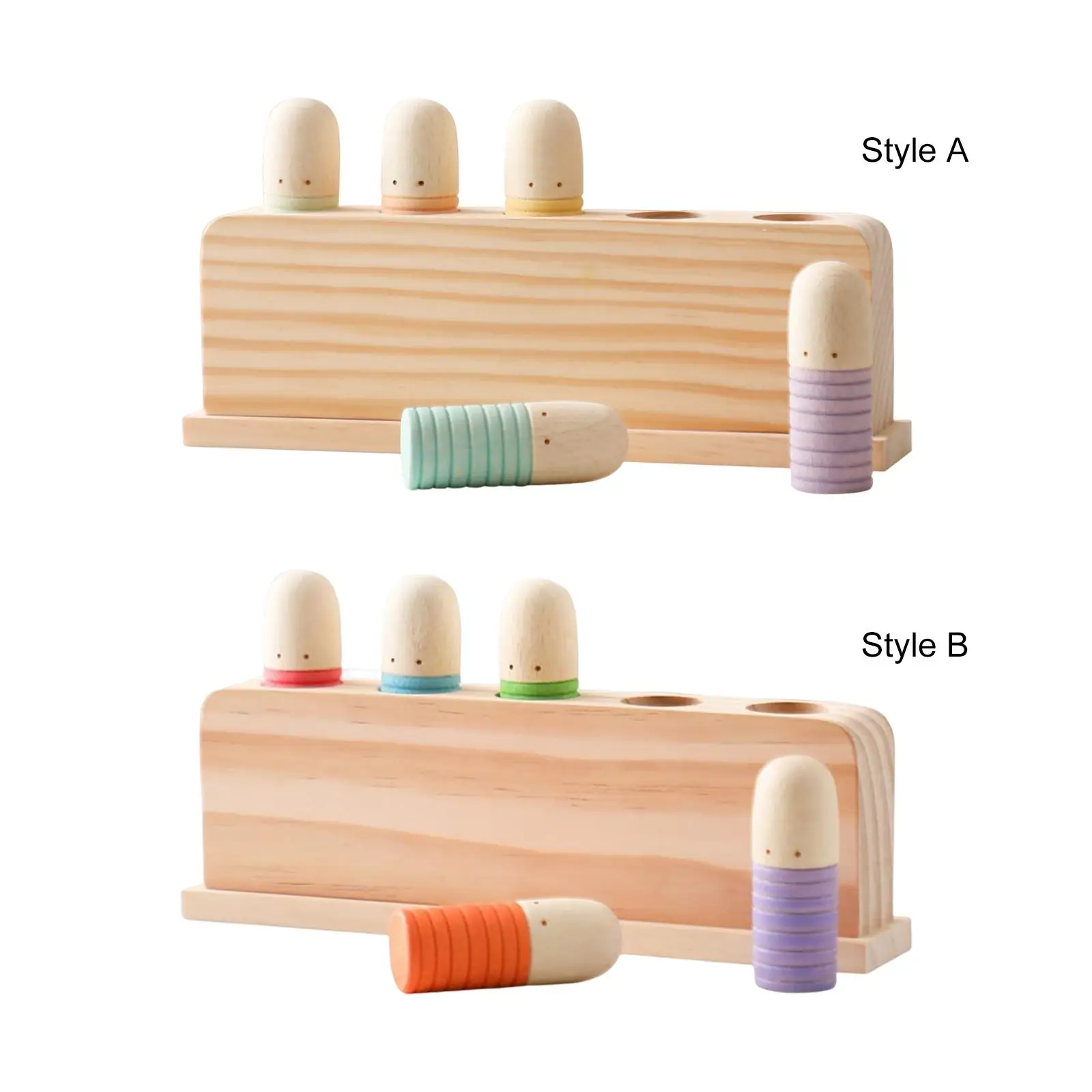 

Toddlers Pretend Play People Figures Educational Toys Bounce Game Montessori Toys 5 Wood People Figures Cylinder Blocks for Kids