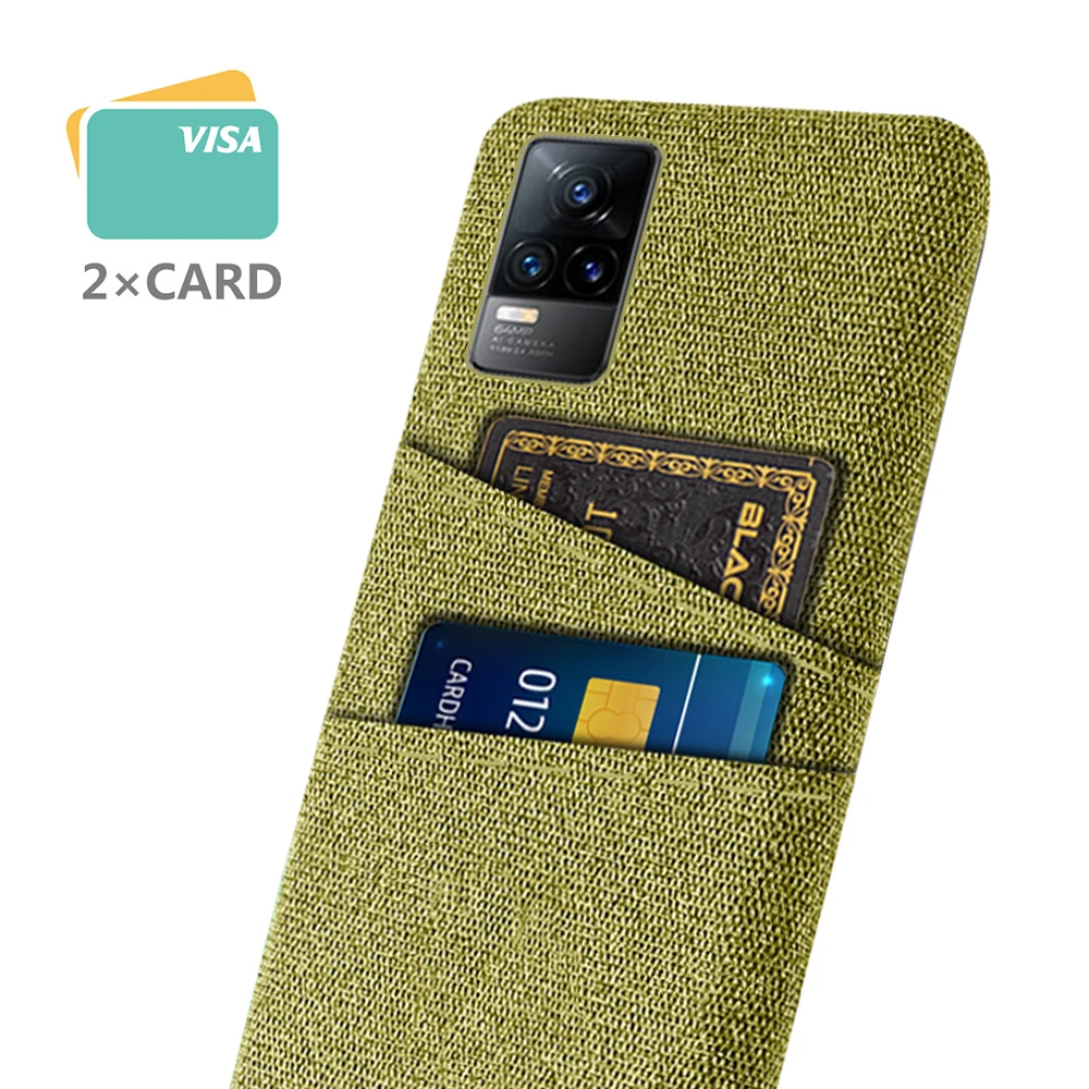 

For Coque vivo V21e Case Dual Card Fabric Cloth Luxury Business Cover For vivo V21e Cases Funda on vivo V2061 V21 e V 21e 6.44"