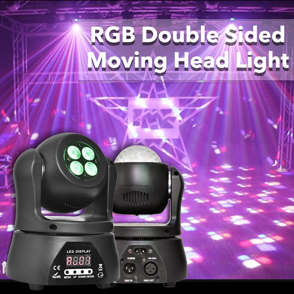 

Лазерный волшебный шар YUER Kaleidoscope, луч, двусторонняя RGBW движущаяся головка, светильник DMX512 для диджея, дискотеки, бара, музыки, семейного клуба, свадьбы