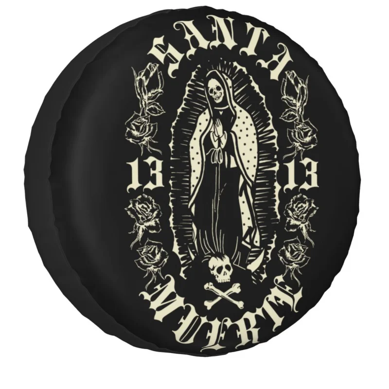 

Santa Muerte 13 Spare Tire Cover Case Bag Pouch Lady of Holy Death Mexican Skull Wheel Covers for Jeep Honda 14" 15" 16" 17"Inch