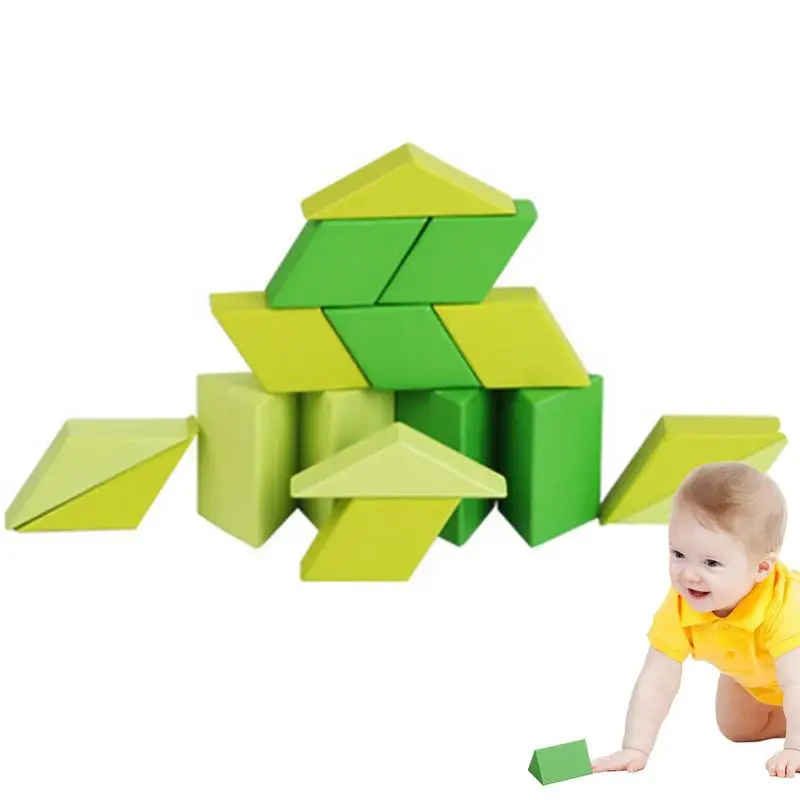 

Toddler Building Blocks Wooden Geometric Shape Blocks Montessori Early Educational Game Preschool Educational Construction Kit