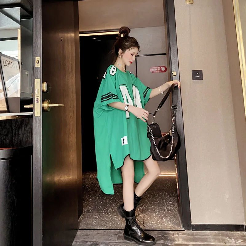 Баскетбольная футболка летняя Асимметричная с коротким рукавом размер d платье