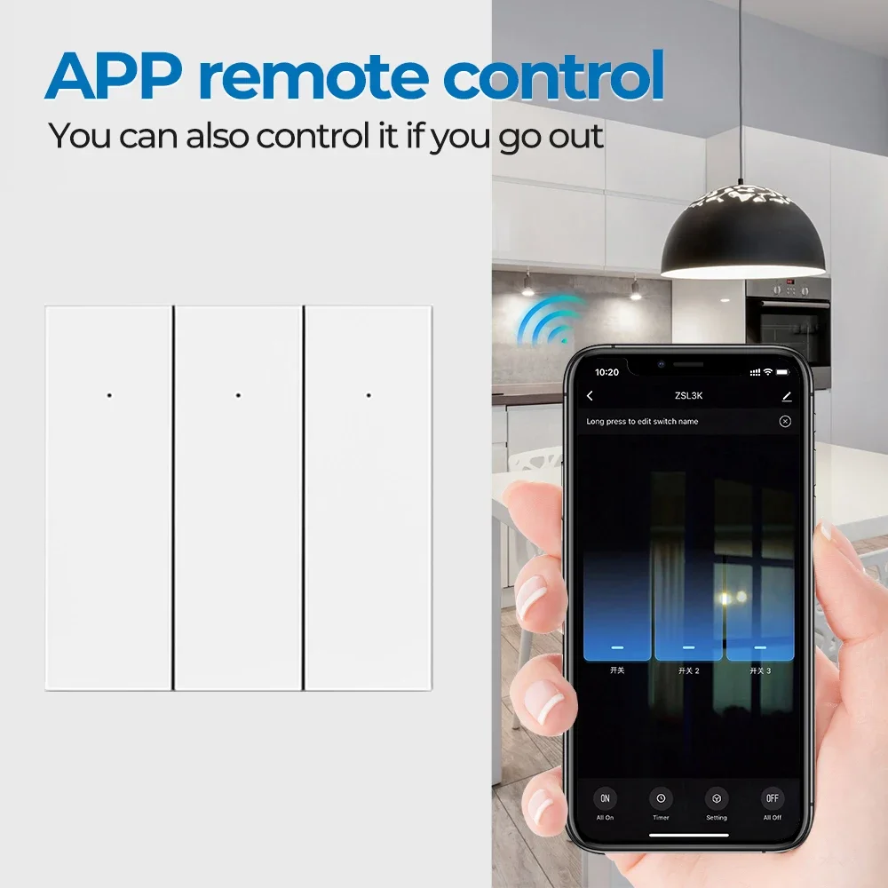 Умный выключатель Tuya настенный с Wi-Fi нулевой линией поддержкой Alexa/Google Home/Alice