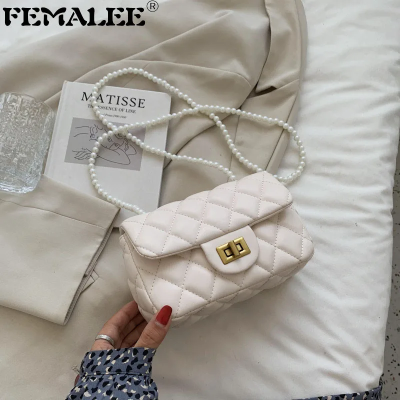 

Pearl Chains Luxury Ladies Quilted Shoulder Purses Flap Women 2022 Designer Diamond Lattice Bags Vintage Handbags for Women