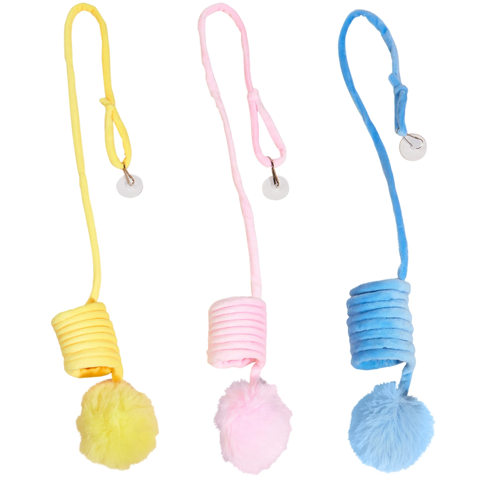 

3pcs Hanging Long Tail Kittens Indoor Pet Interactive Hunting Cat Spring Toy Rope Soft Plush Stress Relief Stretchy Self Play