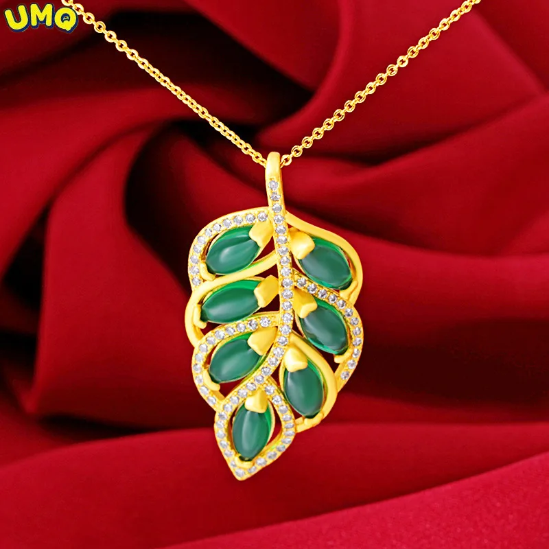 

Женское ожерелье с подвеской в виде листьев, из золота 24 к