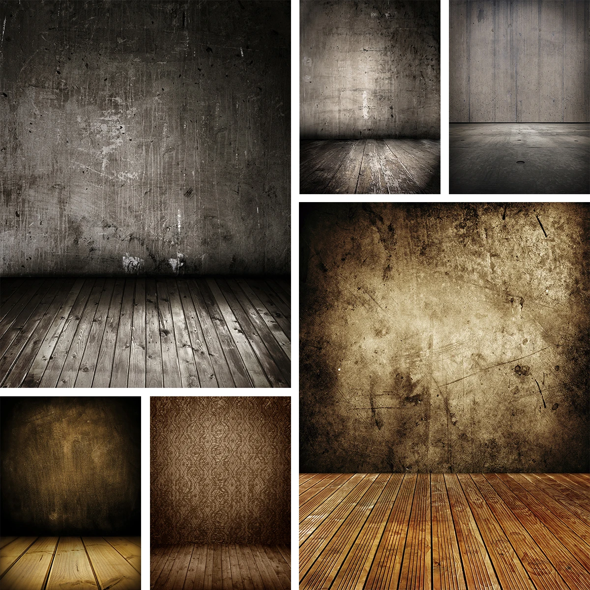 

Art Fabric Photography Backdrops Props Wooden Floor Concrete Brick Wall Baby Portrait Photo Studio Background 21802ZTN-02