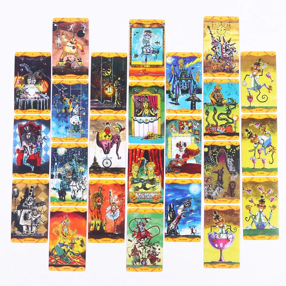 10 3*6 см Цирковое шоу Таро 78 шт. Карты с путеводителем для начинающих красные