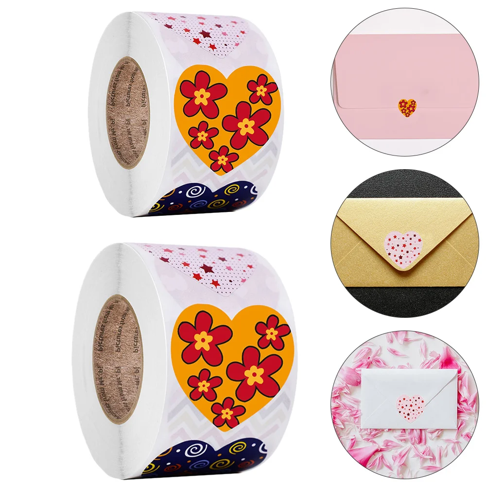 

2 Rolls Wrapping Stickers Gift Bag Labels Valentine's Day Sealing Stickers