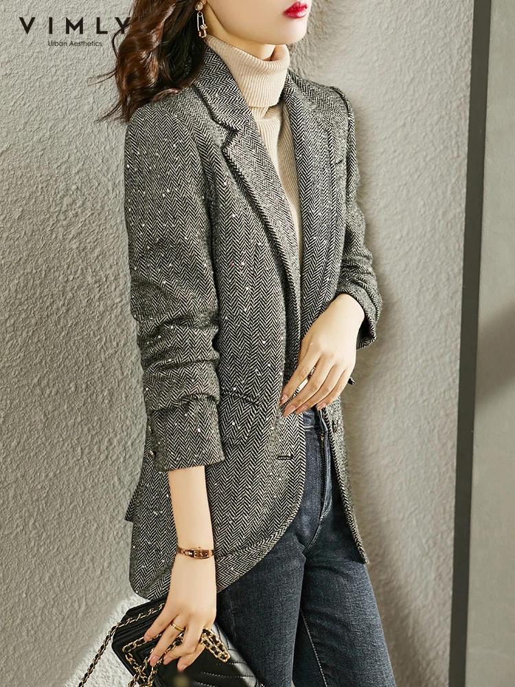 Пиджак VIMLY женский однобортный жакет с отложным воротником деловая одежда для