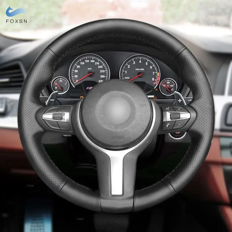 Черная перфорированная накладка на руль из микрофибры для BMW M Sport F10 F20 F22 F30 F32 F34 F15