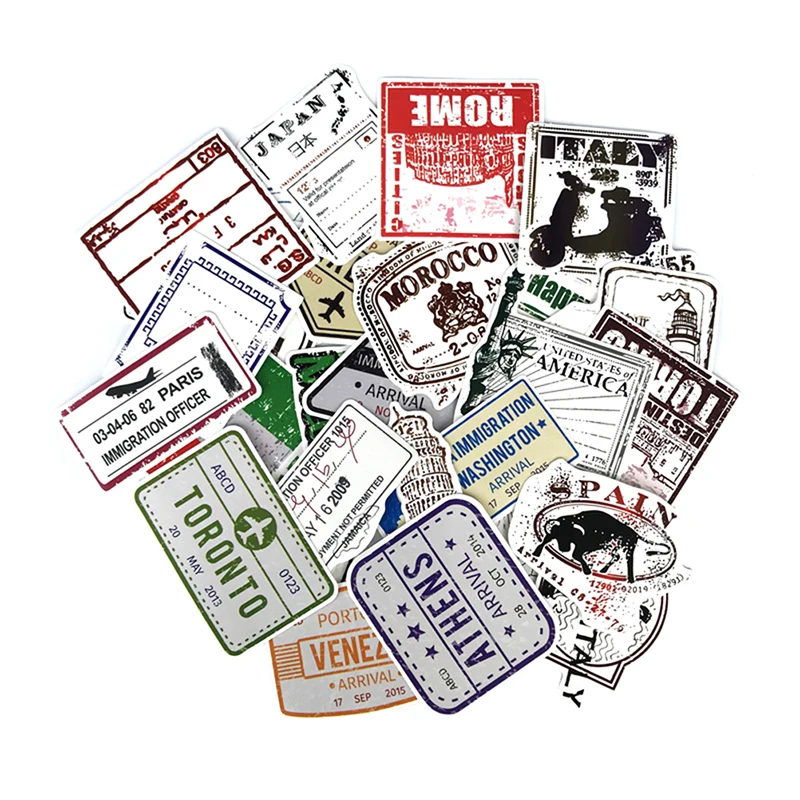 

60pcs/lot Retro Traveling Boarding Pass Air Tickets Suitcase Stickers For Laptop Luggage Bags Bike Phone Cool Sticker