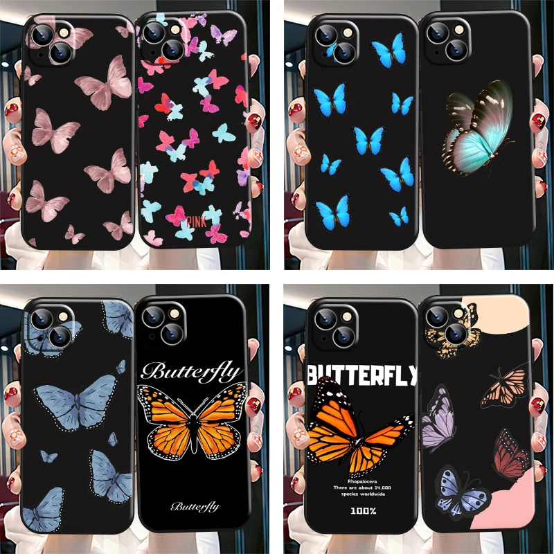 

Simplicity Pretty Butterfly Phone Case For iPhone 13 12 11 Pro Mini X XR XS Max SE 5 6 6s 7 8 Plus Carcasa Coque Shockproof